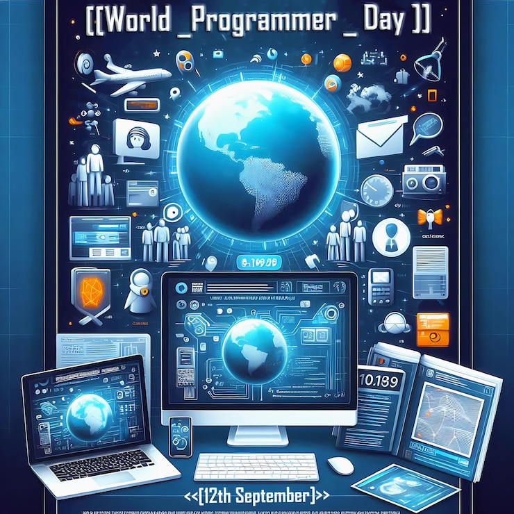 PSD world programmer day banner for september 12th blue background