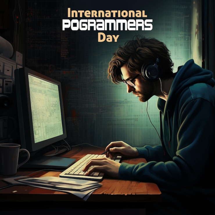 PSD world programmers day design illustration