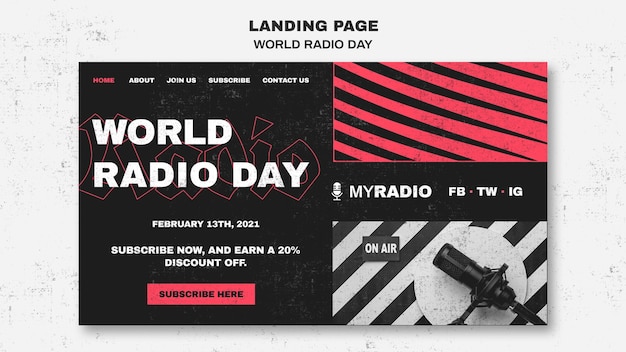 PSD world radio day landing page template