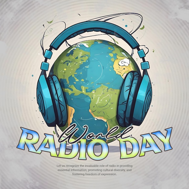 PSD Всемирный день радио, день музыки, социальные сети, шаблон баннера