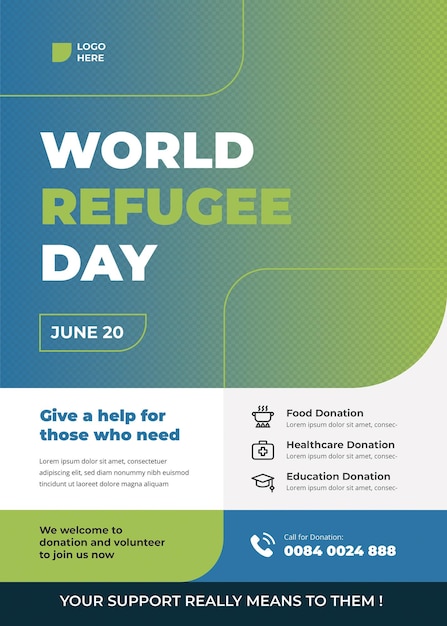 PSD world refugee day flyer template