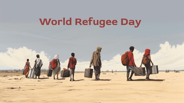 PSD world refugee day international immigration world day of war orphans concept background