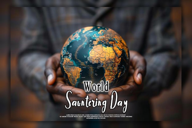 PSD world sauntering day background or banner design template