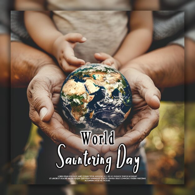 PSD world sauntering day background or banner design template