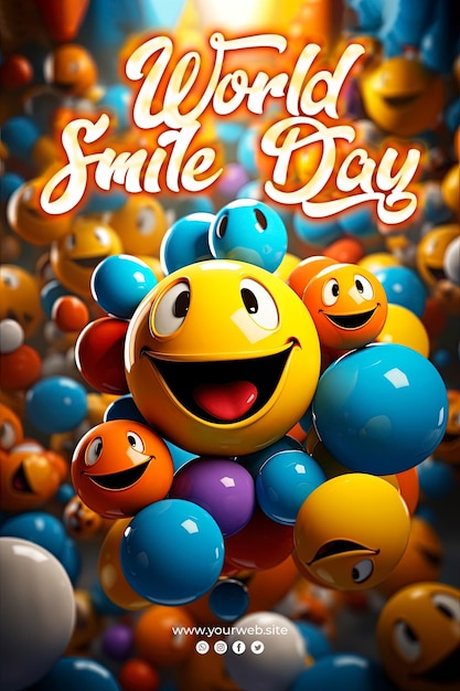 PSD 世界笑顔の日の背景とスマイルポスター