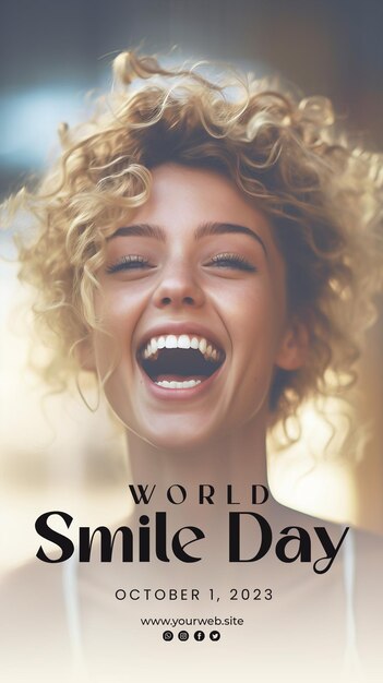 PSD sfondo della giornata mondiale del sorriso e poster della giornata del sorriso