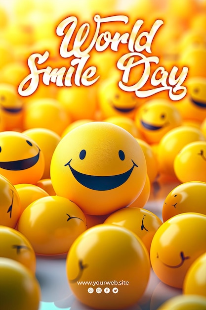 PSD world smile day background and smlie poster