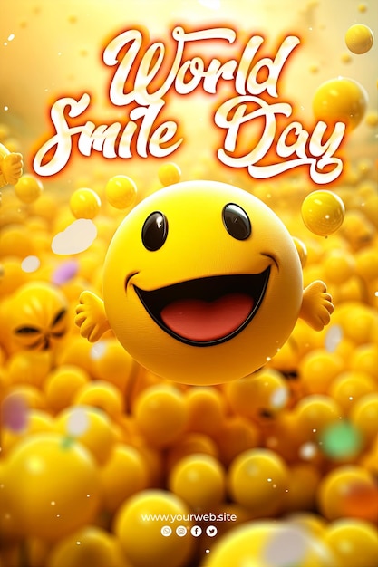 PSD world smile day background and smlie poster