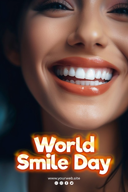 PSD world smile day background and smlie poster