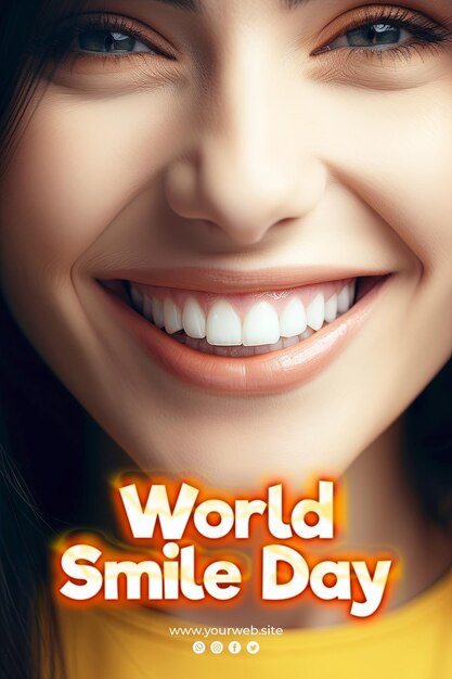 PSD world smile day background and smlie poster