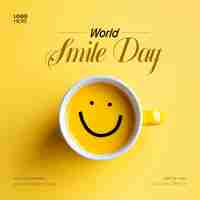 PSD 세계 미소의 날 소셜 미디어 인스타그램 포스트 템플릿 미소 포스터