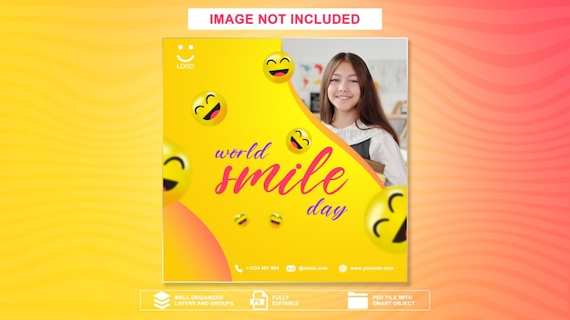 PSD world smile day social media post