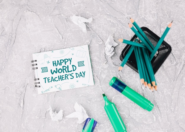 World teacher day mockup with booklet