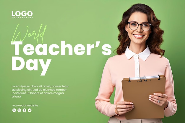 PSD world teacher's day background and banner design