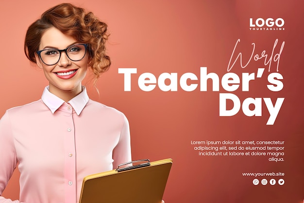 PSD world teacher's day background and banner design