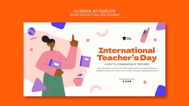 PSD world teacher's day facebook template