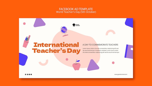 PSD Шаблон facebook ко всемирному дню учителя