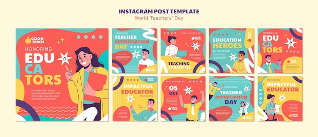 PSD world teacher's day instagram posts