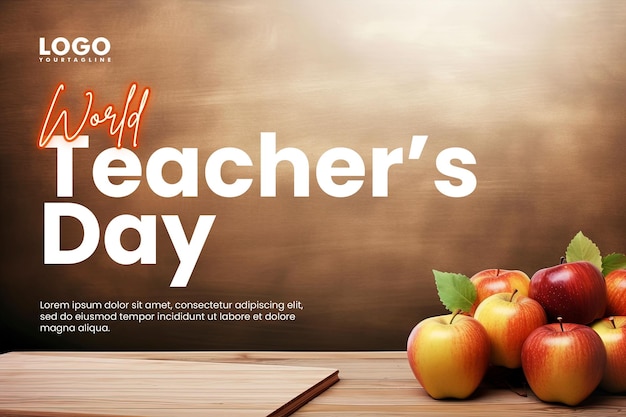 PSD world teachers day background and banner design