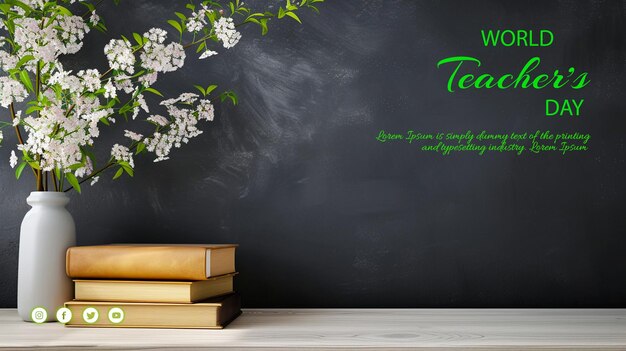 PSD world teachers day celebration and international literacy day social media banner poster