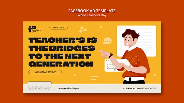 PSD world teachers' day facebook template