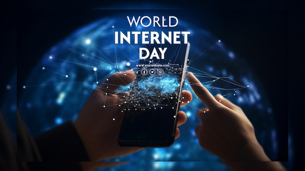 PSD 世界電気通信日と世界インターネットデー - ソーシャルメディアの背景