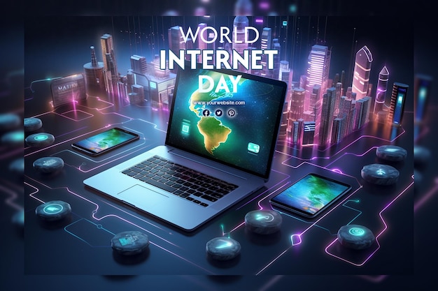 PSD world telecommunication day and world internet day background for social media