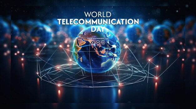 PSD world telecommunication day and world internet day background for social media