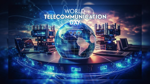 PSD world telecommunication day and world internet day background for social media