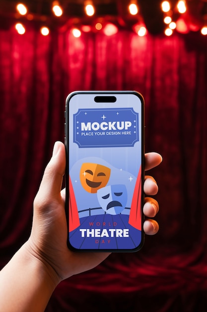World theatre day phone mockup design