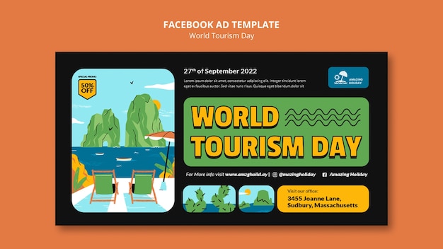 Modello facebook della giornata mondiale del turismo