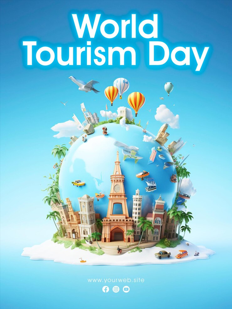 World tourism day greeting social media poster design Premium AI