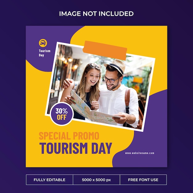 Modello di social media post instagram per la giornata mondiale del turismo