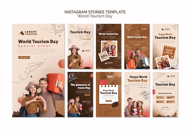 PSD world tourism day instagram stories collection