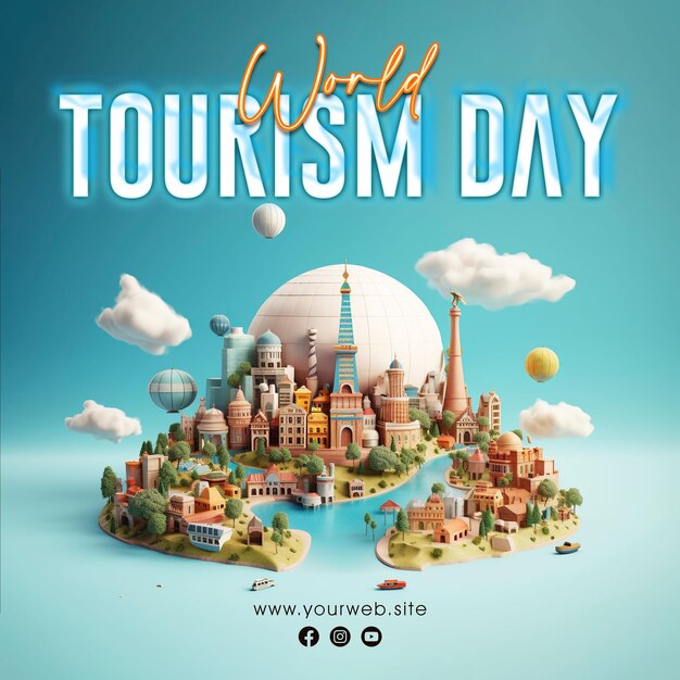 PSD world tourism day social media post design