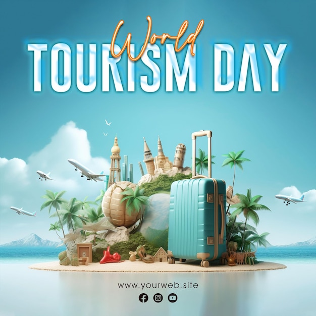 PSD world tourism day social media post design