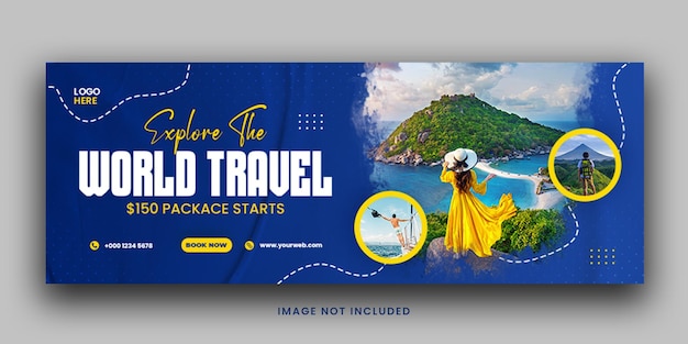 PSD il modello di copertina di facebook per i social media di world travel