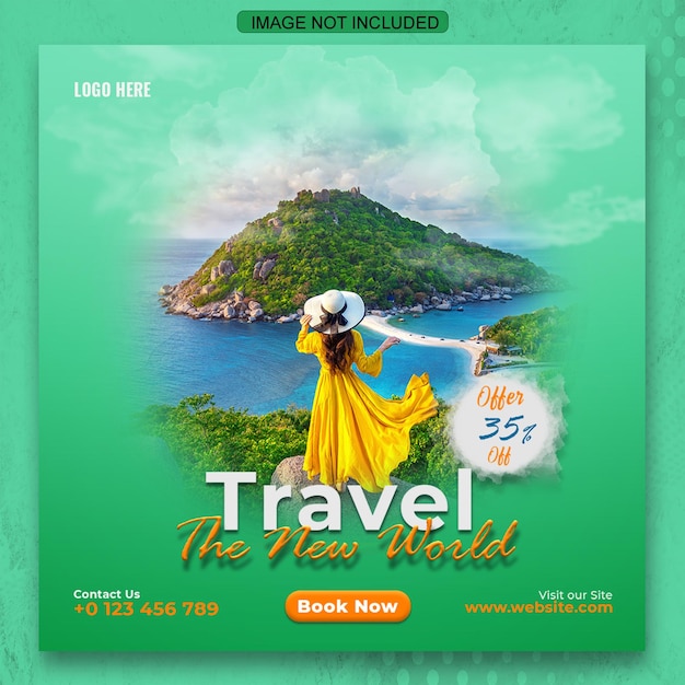 world travel social medial post instagram template