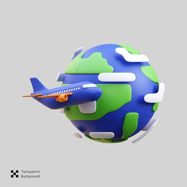 世界之旅 3D 图标插图