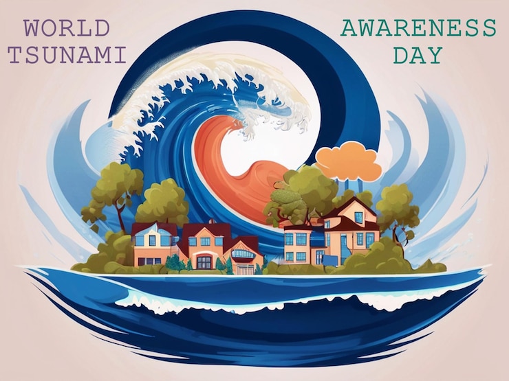 PSD world tsunami awareness day background banner design template
