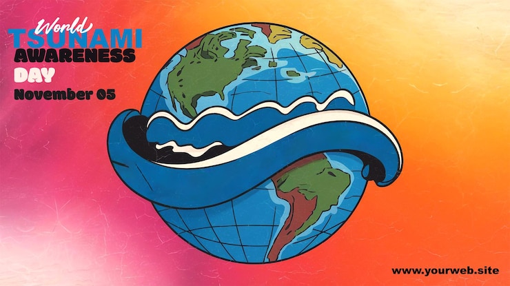 PSD world tsunami awareness day background design poster