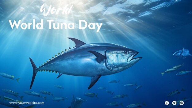 Premium PSD | World tuna day with oceans