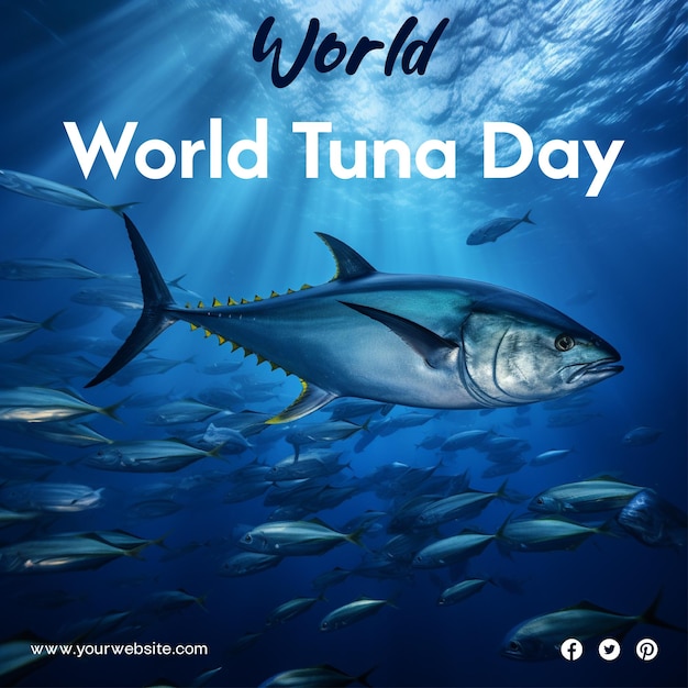 Premium PSD | World tuna day with oceans