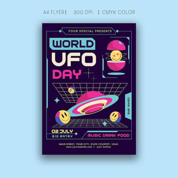 PSD world ufo day flyer