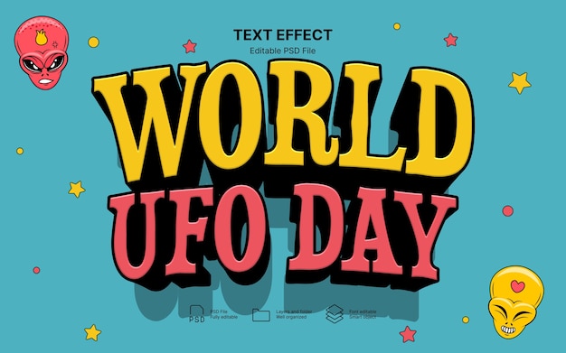 PSD world ufo day text effect