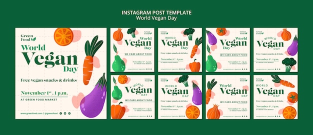 PSD world vegan day instagram posts