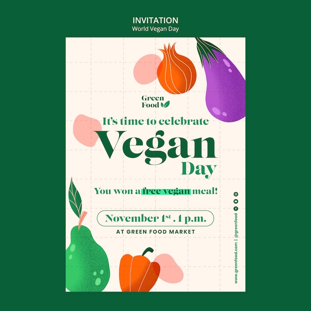 PSD modello di invito per la giornata mondiale dei vegani