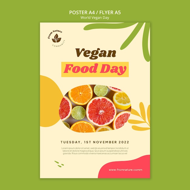 Modello di poster per la giornata mondiale dei vegani