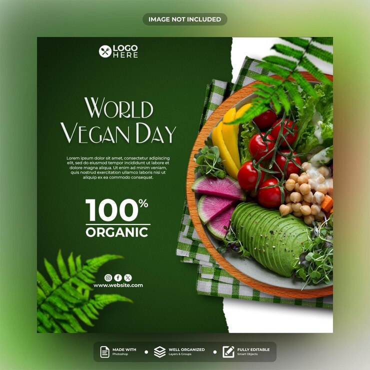 world vegan day social media post template design