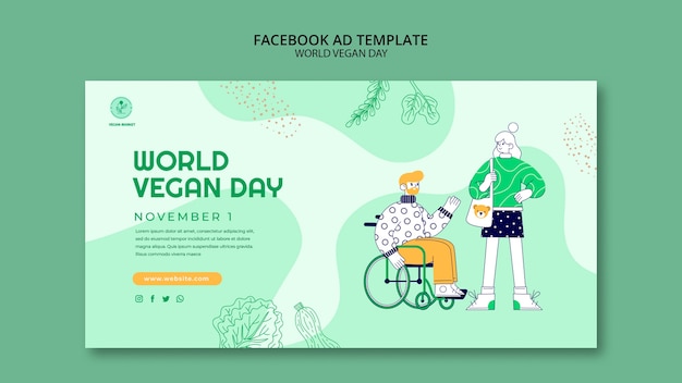 PSD world vegan day social media promo template